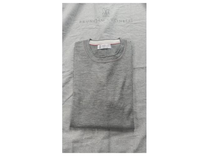 Brunello Cucinelli Pullover Grau Kaschmir und Seide - Ansicht 3