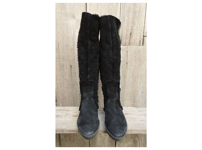 Botas Gucci de shearling negras 39 fr 38 it Negro - vista 3