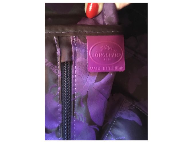 Longchamp Roseau Borsa in pelle croco fucsia Fuschia - vista 7