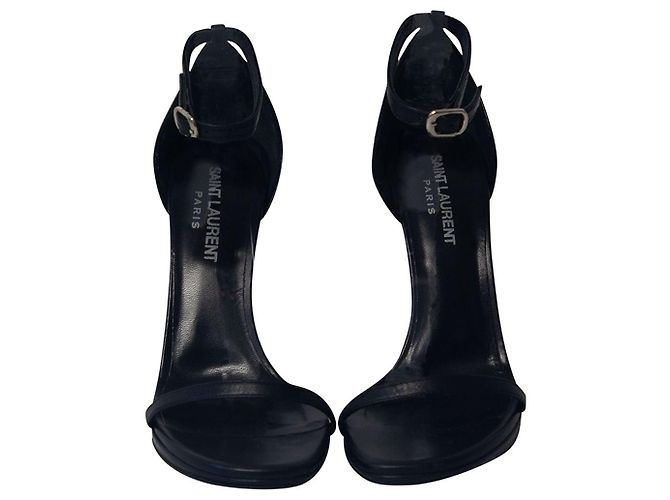 Sandali Saint Laurent Jane con cinturino alla caviglia in pelle nera - vista 2