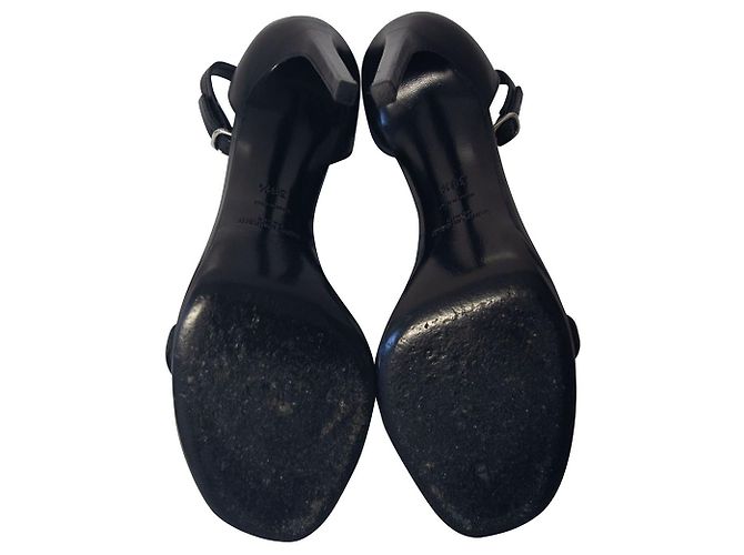 Sandali Saint Laurent Jane con cinturino alla caviglia in pelle nera - vista 6