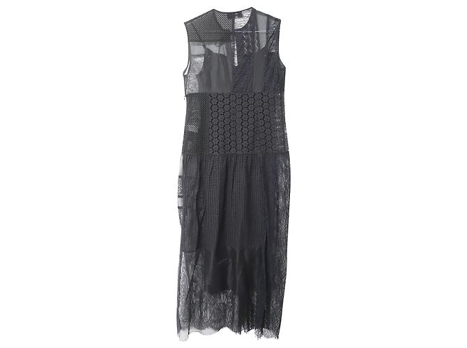Joseph Patchwork-Spitzenkleid aus schwarzem Nylon - Ansicht 5