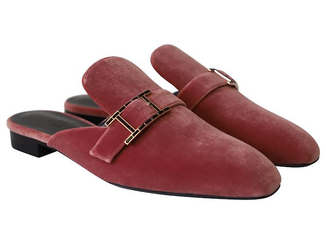 Hermès Beauty Mules em Rose Velvet Marrom Rosa - vista 3