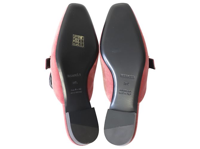 Hermès Beauty Mules em Rose Velvet Marrom Rosa - vista 5