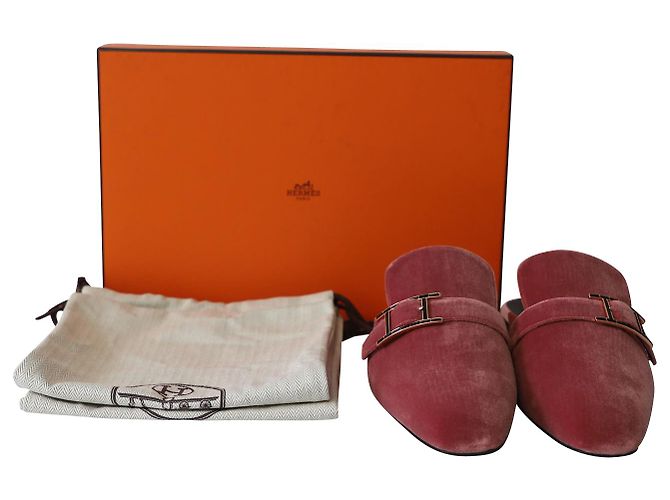 Hermès Beauty Mules em Rose Velvet Marrom Rosa - vista 7