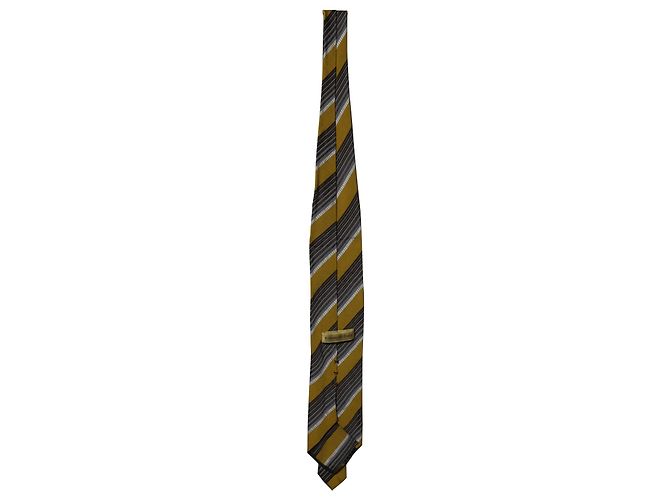 Cravatta Ermenegildo Zegna a Righe in Seta Grigio/Gialla Giallo - vista 2