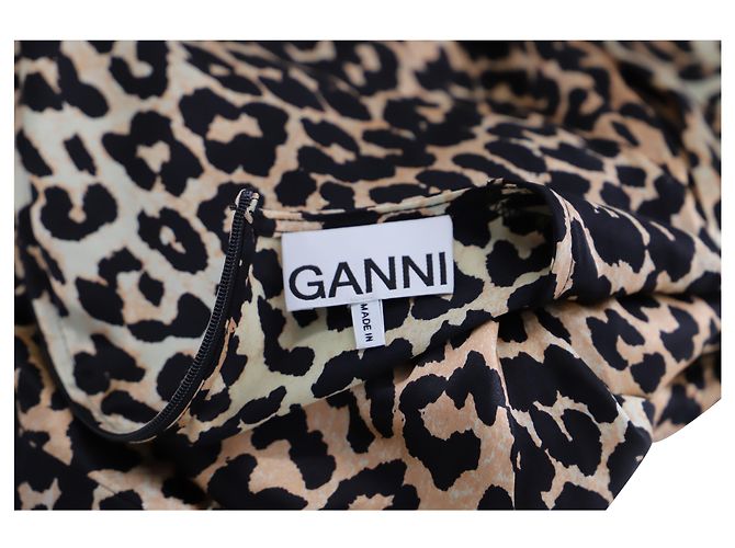 Mini abito Ganni Blakely con stampa leopardata in misto seta marrone Stampa python - vista 4