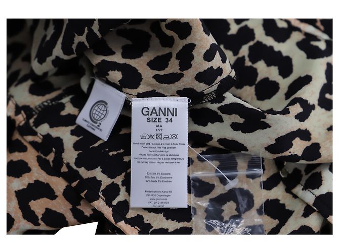 Mini abito Ganni Blakely con stampa leopardata in misto seta marrone Stampa python - vista 5