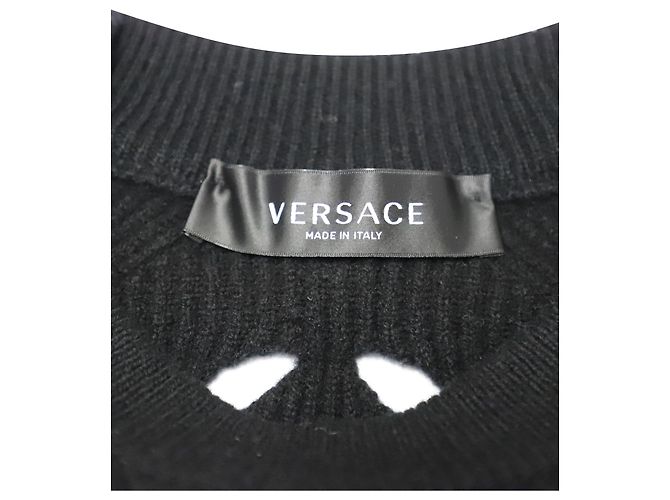 Versace Laser Cutout Sweater in Black Wool - view 4