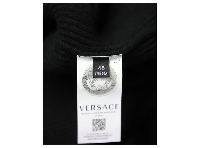 Versace Laser Cutout Sweater in Black Wool - view 5