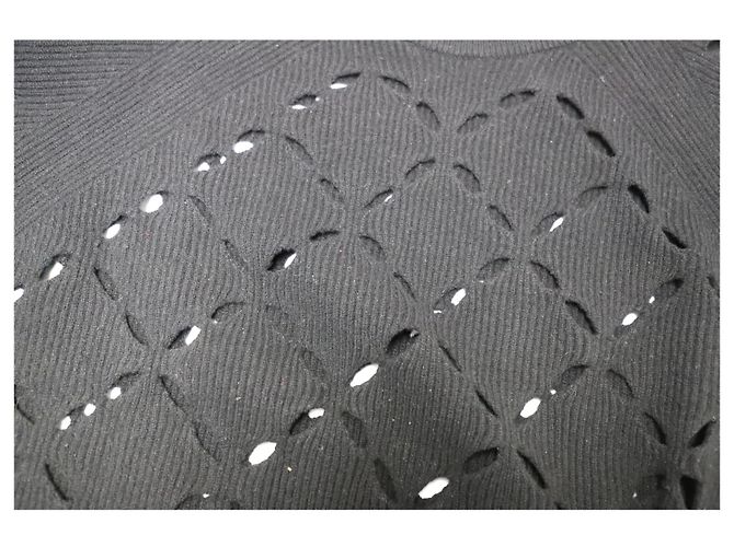 Versace Laser Cutout Sweater in Black Wool - view 6