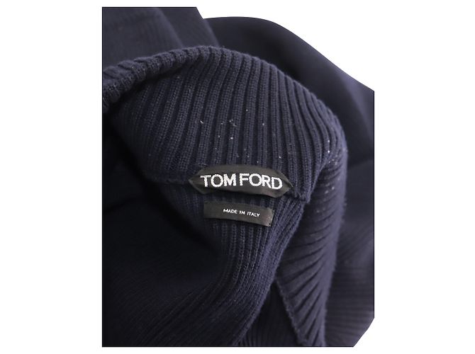 Tom Ford Slim Fit Zip-Up Cardigan in Navy Blue - view 3