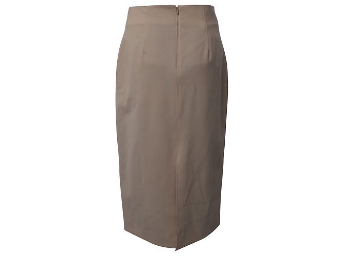 Marc by Marc Jacobs Co Bleistiftrock mit hohem Bund und Schlitz vorne aus beigefarbener Stretch-Wolle Braun - Ansicht 3