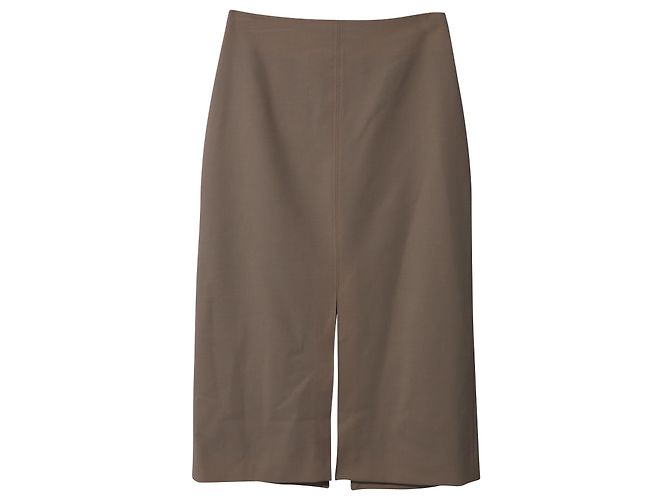 Marc by Marc Jacobs Co Bleistiftrock mit hohem Bund und Schlitz vorne aus beigefarbener Stretch-Wolle Braun - Ansicht 4