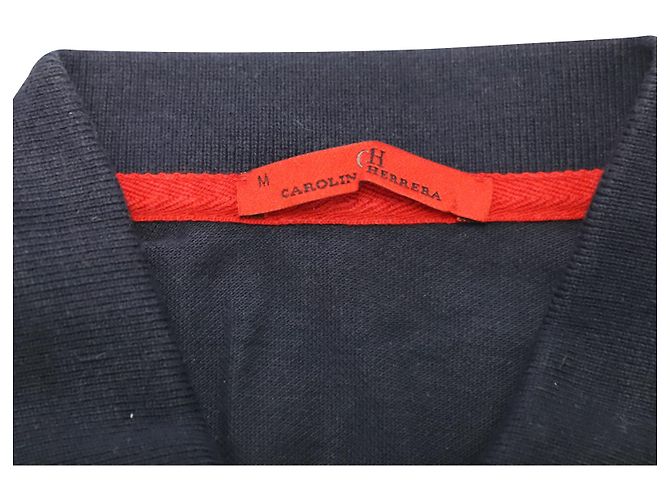 Polo Estampado Carolina Herrera en Algodón Azul Marino - vista 7