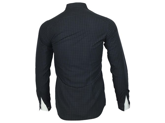 Camicia Prada Button Down a Quadri in Cotone Blu - vista 4