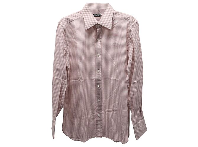Tom Ford Gingham Button-down-Hemd aus rosa Baumwolle Pink - Ansicht 4