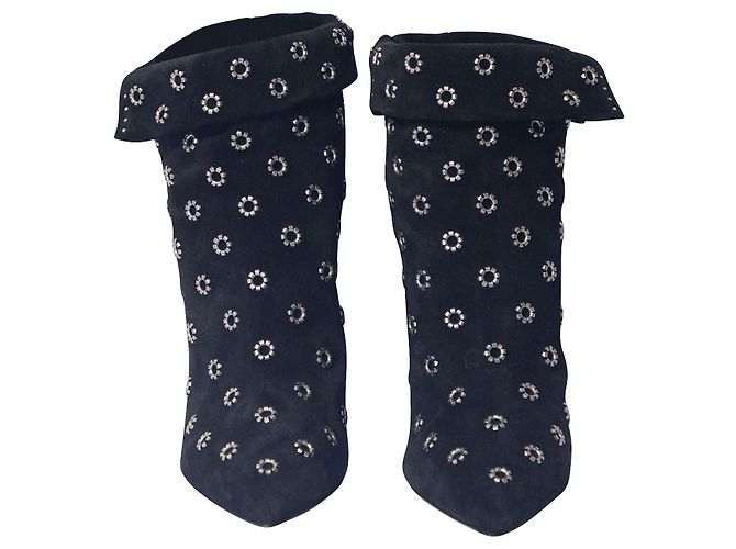 Isabel Marant Lakky 90 Stivali con occhielli in camoscio nero - vista 2