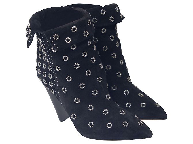 Isabel Marant Lakky 90 Stivali con occhielli in camoscio nero - vista 3
