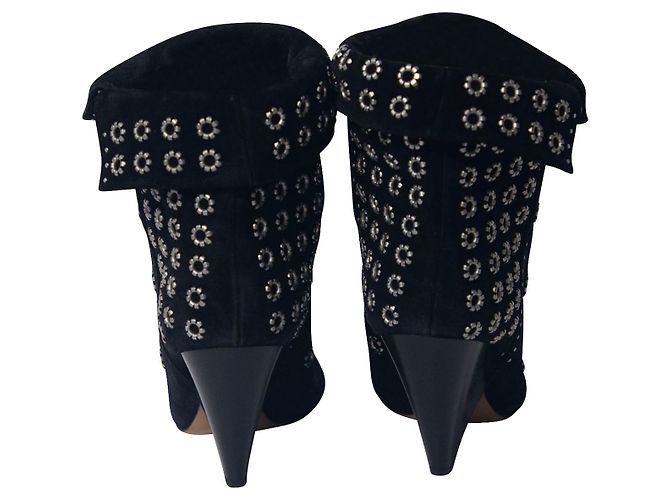 Isabel Marant Lakky 90 Stivali con occhielli in camoscio nero - vista 4