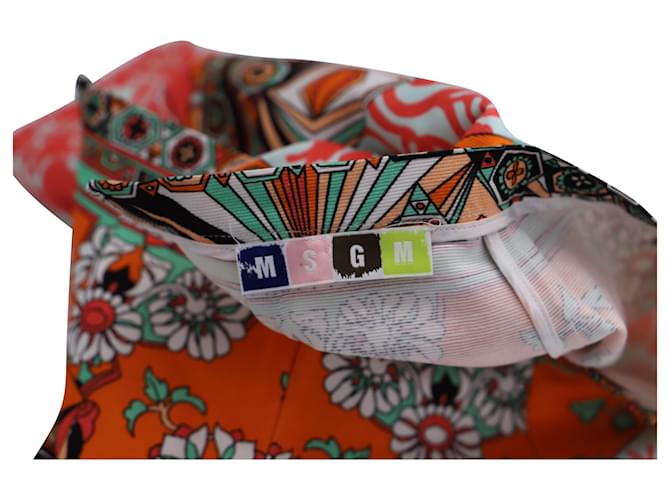 Minifalda lápiz con estampado floral de MSGM en algodón naranja - vista 4