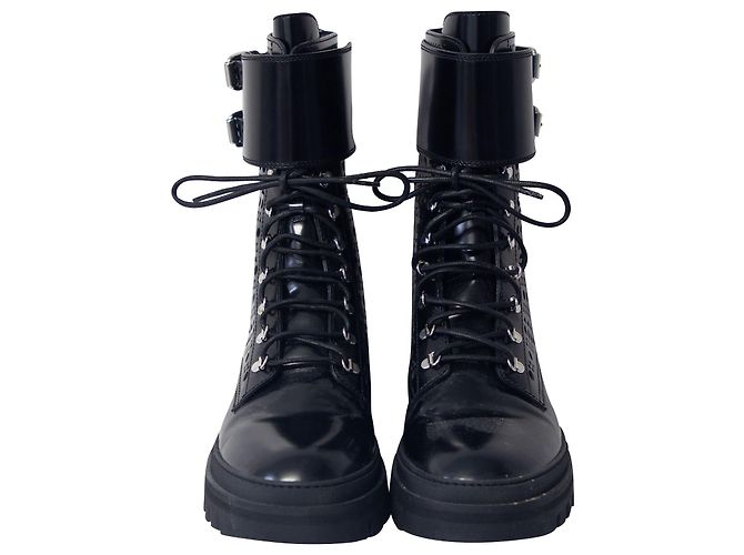 Alaïa Bottines Alaia Ajourées en Cuir Noir - vue 2