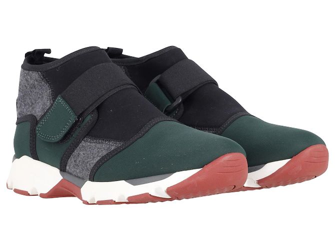 Marni High-Top-Turnschuhe aus Neopren in grüner Baumwolle - Ansicht 3