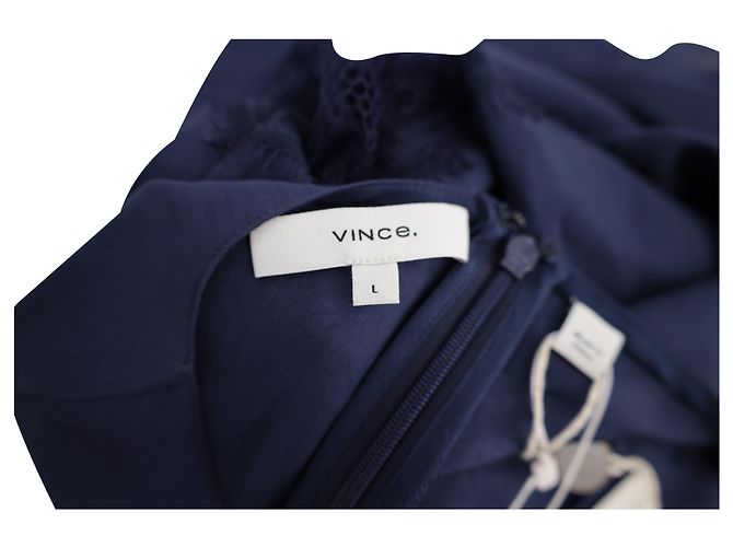 TOP CON CORTE DE ENCAJE Vince en triacetato azul - vista 3