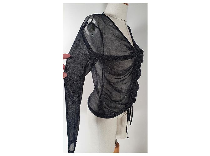 Autre Marque Blusa Minnie Trasparente Nera Nero - vista 3