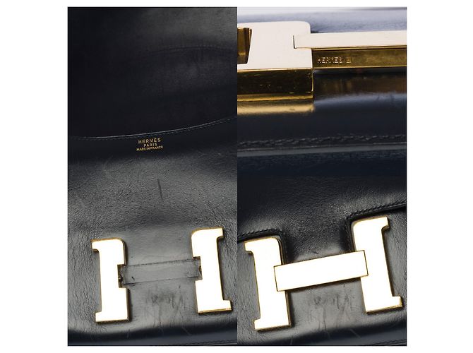 Hermès Splendida borsa Hermes Constance 23 cm in pelle scatola marina, Blu navy - vista 5