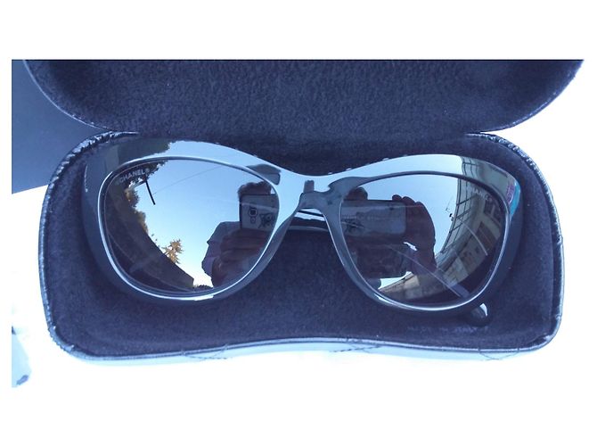 Chanel Gafas de sol ojo de gato con perlas - excelente estado Negro - vista 11