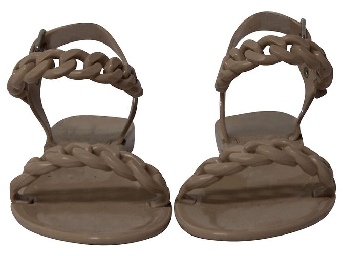 Sandali piatti Givenchy Jelly Plate Chain in plastica beige Marrone - vista 2