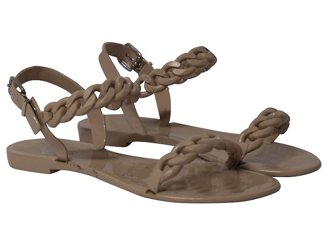 Sandali piatti Givenchy Jelly Plate Chain in plastica beige Marrone - vista 3