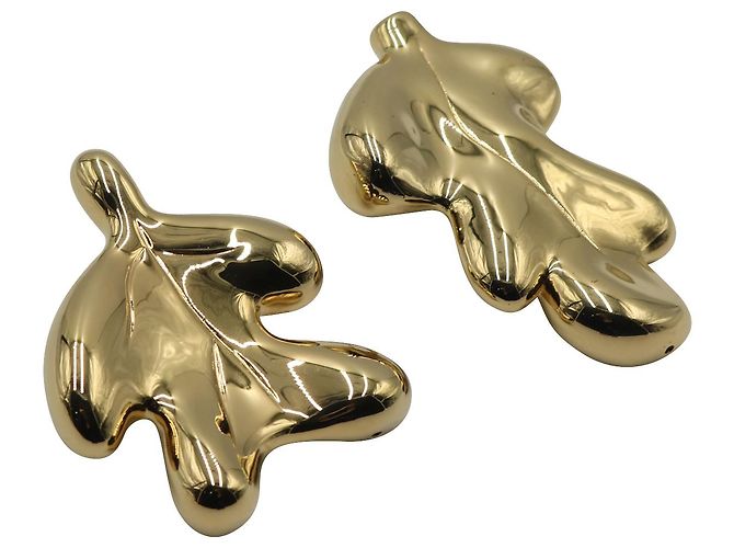 Boucles d'Oreilles Feuille Feuillage Jil Sander en Métal Doré - vue 2
