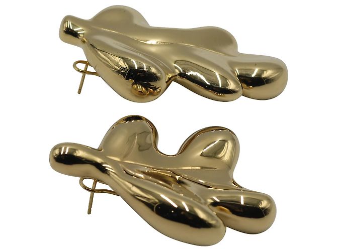 Boucles d'Oreilles Feuille Feuillage Jil Sander en Métal Doré - vue 3