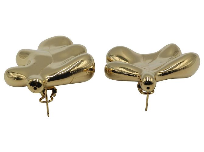 Boucles d'Oreilles Feuille Feuillage Jil Sander en Métal Doré - vue 4