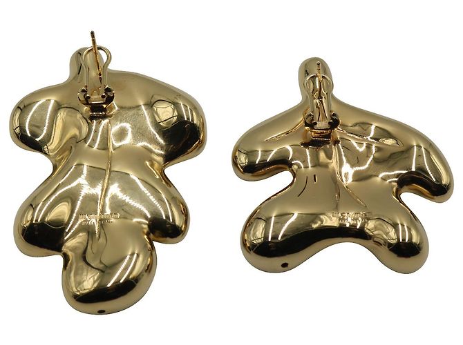Boucles d'Oreilles Feuille Feuillage Jil Sander en Métal Doré - vue 5