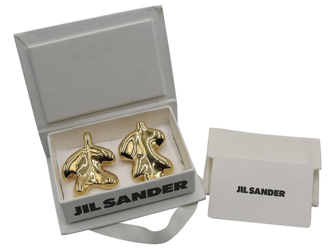 Boucles d'Oreilles Feuille Feuillage Jil Sander en Métal Doré - vue 6