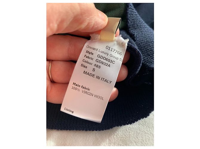 Jean Paul Gaultier wool sweater navy blue and jade green - view 13
