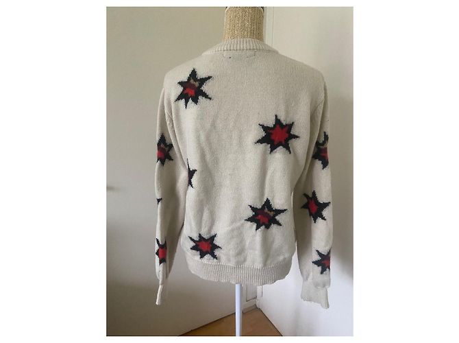 Scotch and Soda Strickpullover Sternenmuster Wolle Beige M - Ansicht 2