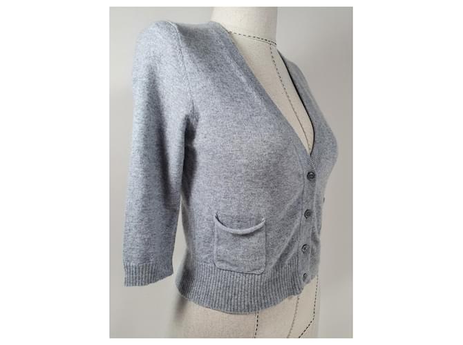 Hémisphère Kurzer Kaschmir Cardigan Grau - Ansicht 2