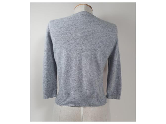 Hémisphère Kurzer Kaschmir Cardigan Grau - Ansicht 3