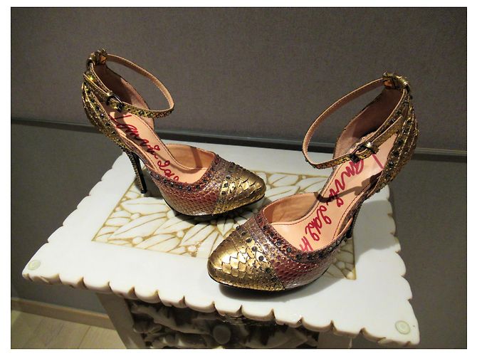 Lanvin gold python pumps with crystals Golden - view 11