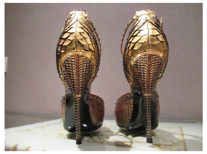 Lanvin gold python pumps with crystals Golden - view 3