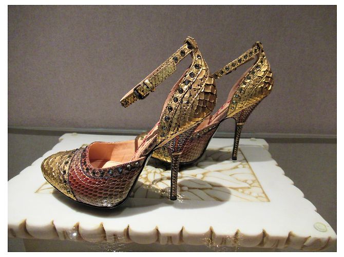 Lanvin gold python pumps with crystals Golden - view 5