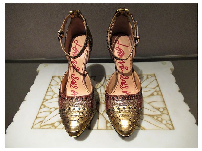 Lanvin gold python pumps with crystals Golden - view 7