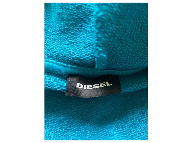 Diesel Blaue Kapuzenstrickjacke aus Baumwolle - Ansicht 7