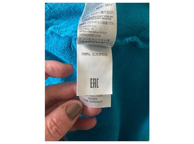 Diesel Blaue Kapuzenstrickjacke aus Baumwolle - Ansicht 9