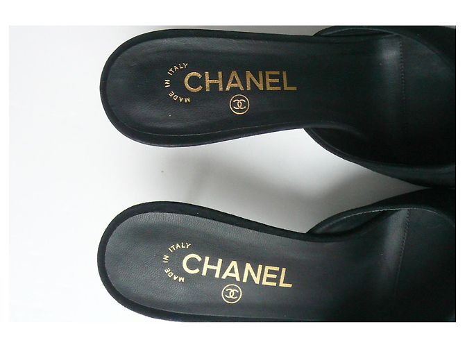 CHANEL Décolleté mulo bimateriale ottime condizioni T40C Nero - vista 3
