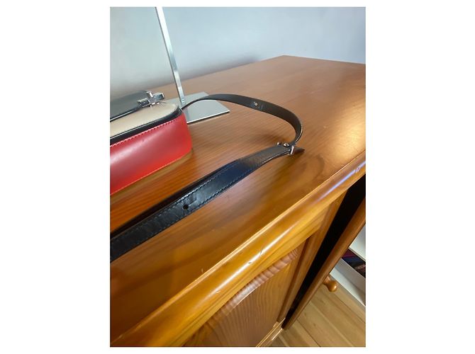 Lancel L Tasche Dreifarbiges Leder Schwarz Beige Rot Mehrfarben - Ansicht 10